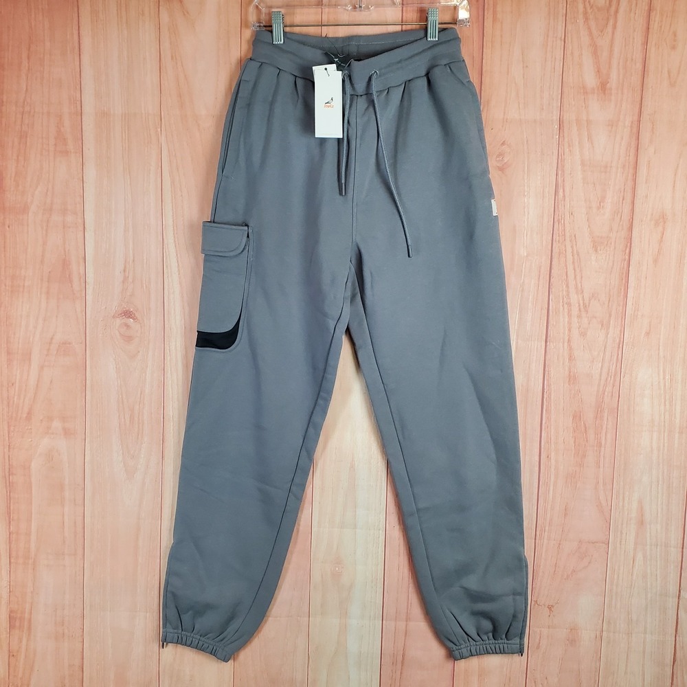 Staple Ironside Tech Sweatpants Mens Small Gray Cargo Pockets Ankle Zip Jogger
